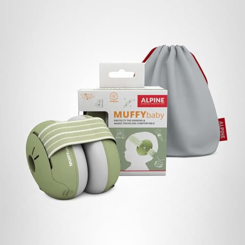 Alpine Muffy Baby Ear Protection for Babies and Toddlers up to 36 Months - CE & ANSI Certified - Noise Reduction Earmuffs - Comfortable Baby Headphones Against Hearing Damage & Improves Sleep - Green