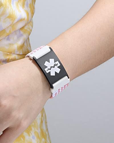 Personalized Sport Medical Alert Bracelets for Women Men - Custom Medical ID Bracelets with Free Engraving - Hook and Loop/Elastic/Stainless Steel/Silicone Watch Wristband Emergency Bracelet