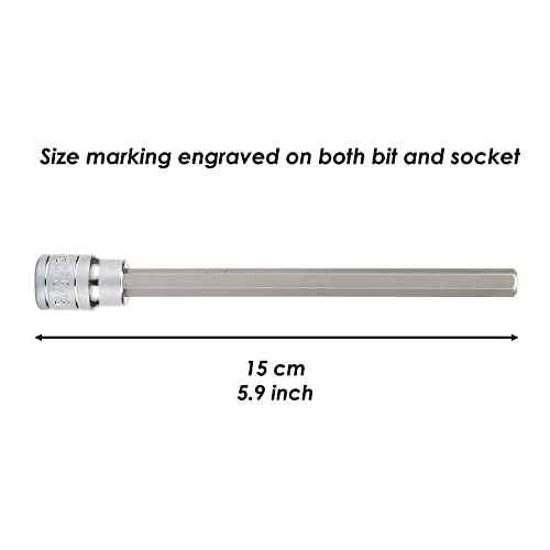MIXPOWER 3/8 Inch Drive Long Hex Bit Socket Set, 1/16 Inch to 1/2 Inch, SAE, Extra Long Allen Hex Bit Socket Set, CR-V and S2 Steel, 10 Pieces