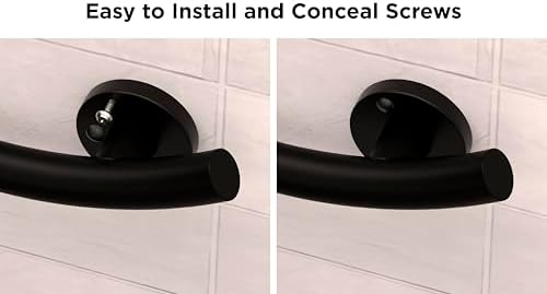 HEALTHCRAFT (2X Pack) Wave Decorative Grab Bars, ADA Compliant Bathroom Safety Bars for Seniors, Wall-Mounted, Supports Up to 500 lbs (Left & Right) (Matte Black, 18 Inch)