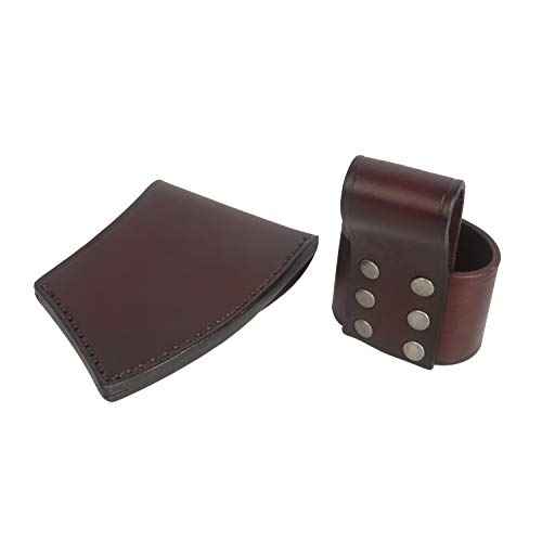 TOURBON Vintage Leather Axe Head Sheath and Belt Carrier (Dark Brown)