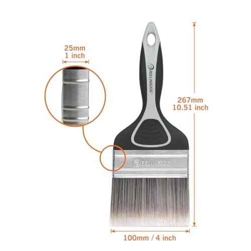 ROLLINGDOG 4 Inch Large Paint Brush- Medium Stiff Paint Brush for Smooth Surfaces,Wall Paint,Ceiling,Blinds,Large Surface Areas(100mm)