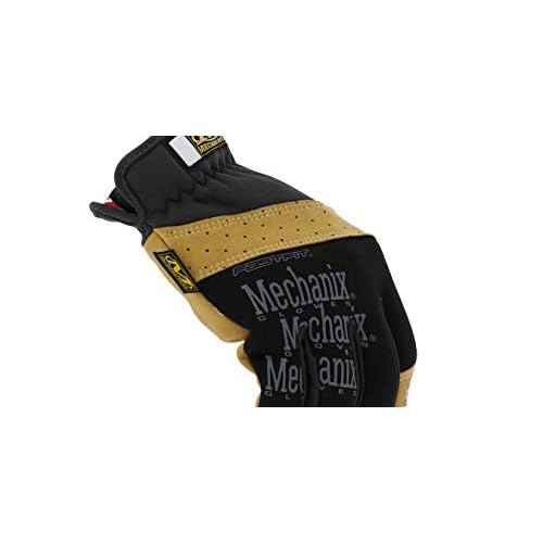 Mechanix Wear Material4X FastFit Gloves - Leather Abrasion-Resistant Gloves for Hand Safety - Breathable - Secure Fit - Anti-Slip - Cut-Resistant - Machine Washable - Brown/Black - Large
