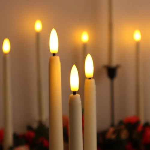 32 Pcs Flameless Taper Candles with Remote Timer, 11 inches Flickering Taper Candles Battery Operated, Ivory Plastic Long LED Candlesticks for Wedding Christmas Home Party Decor