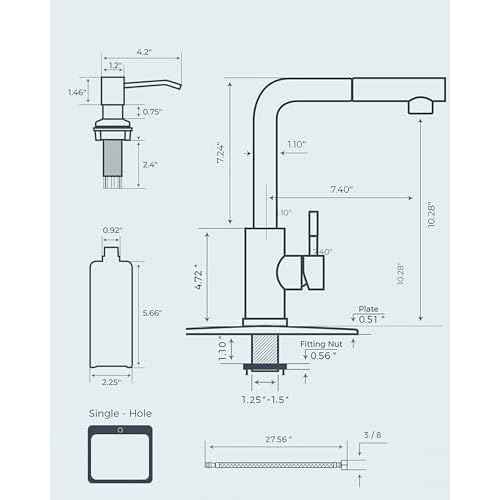 FORIOUS Kitchen Faucet with Soap Dispenser, Brushed Nickel Stainless Steel Sink Faucet with Pull Out Sprayer Modern Single Handle Suitable for Bar RV Farhouse Laundry Outdoor