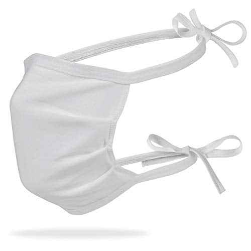 Gildan Unisex-Adult Reusable 3-Layer Tie On Cotton Face Mask (48 Pack)
