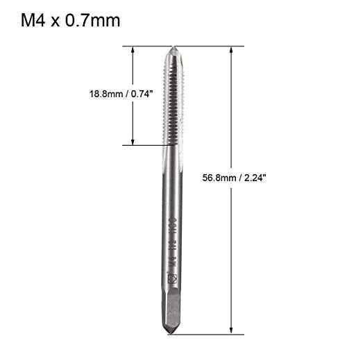 uxcell Metric Machine Tap M4 x 0.7mm H2 High Speed Steel 3 Straight Flutes Screw Tapping Threading Machinist Repair DIY Tool 2pcs