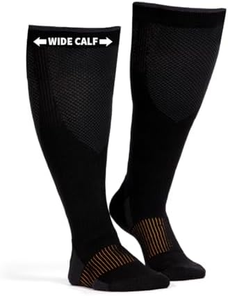 Copper Fit Energy Graduated Wide Calf Compression Socks for Men & Women â Easy On, Easy Off, For Circulation & Swelling Relief â Ideal for Travel, Nurses, Running, & Recovery