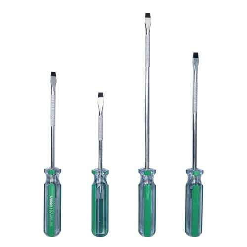 4-Piece Flathead Magnetic Tip Screwdrivers,Hand Tools Set with 6x100mm, 6x125mm, 6x150mm 6x200mm for Home, Automotive, and DIY Projects