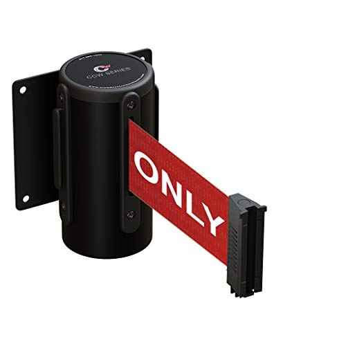 CCW Series WMB-125 Fixed Wall Mount Retractable Belt Barrier 11 Foot with Black Steel Case (Red"Authorized Access ONLY" Belt)