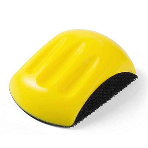 5 Inch Hand Sanding Block Hook and Loop Sanding Block 2 PCS Round and Mouse Hand Sanding Blocks Foam Sanding Blocks Auto Body Hand Sanders for Wood Mouse Sanding Pad Sandpaper Holder