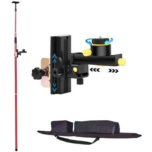 Laser Level Pole with Multi-function Fine-tuning Pan-Tilt Head£¬13.12Ft./4M With 5/8&1/4 interface screws (6.25 inches/2.36 inches) thread for Rotary and Line Lasers