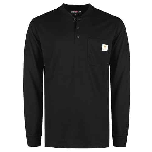 BOCOMAL FR Shirts Henley 7oz Midweight Fire Resistant Clothing NFPA2112 CAT2 Men's Flame Retardant Work Shirt