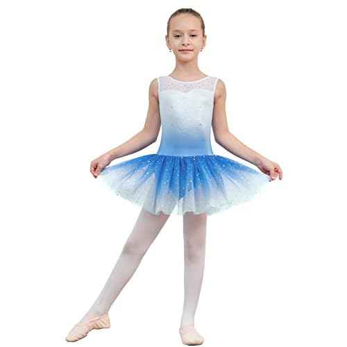 EQSJIU Ballet Leotard for Girls Dance Gymnastics Toddler Sparkly Dance Dresses Outfits Tutu Skirted Leotard Kids 1-10 Years