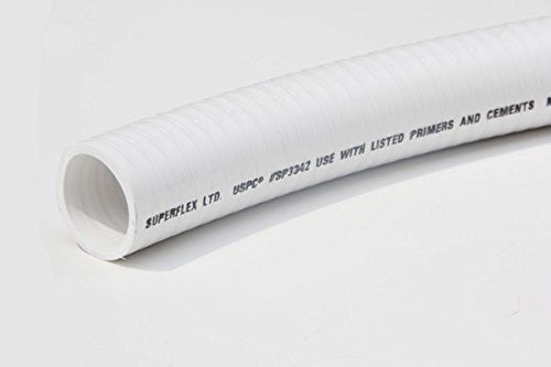 Sealproof 1.5" Dia Flexible PVC Pipe, Swimming Pool and Spa Hose Tubing, Schedule 40, Pump Filtration, Made In USA, 1-1/2-Inch, 25 FT, White