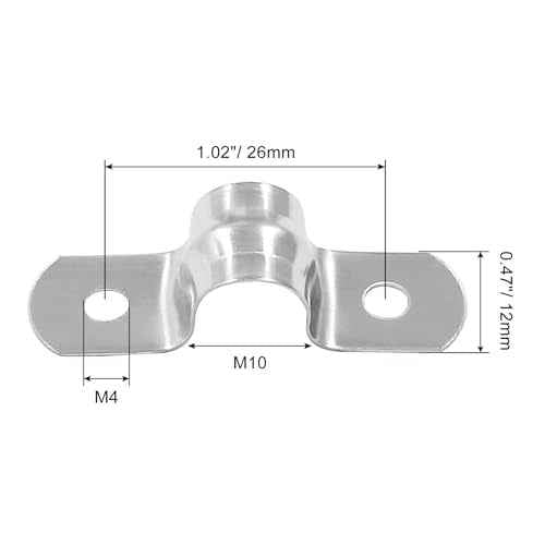 Hordion 50Pcs 3/8" Two Hole Strap U Bracket, M10 Rigid Pipe Strap Stainless Steel Conduit Clamp for Fixing Pipe
