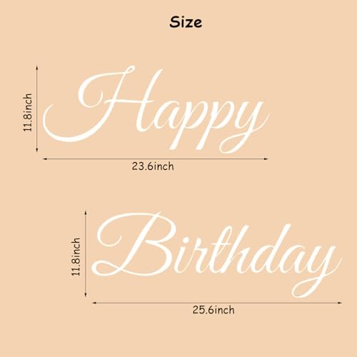 Happy Birthday Sign for Backdrop Decal Sign, White Happy Birthday Party Sticker, Large Wall Decoration Arch Background Sticker Happy Birthday Stickers