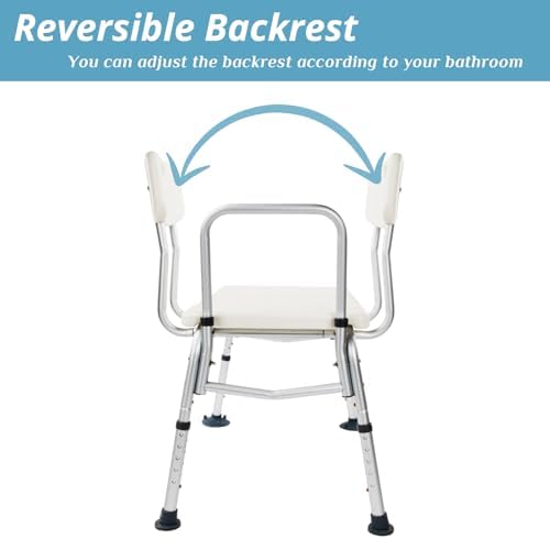 Winado Tub Transfer Bench for Bathtub with Backrest & Armrest, Supports up to 330 lbs Aluminium Alloy Bath Chair, White