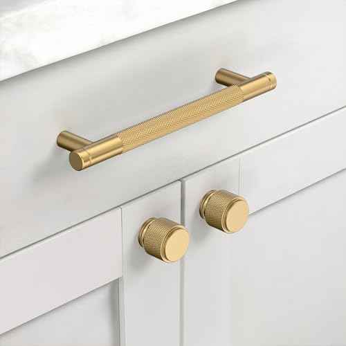 Asidrama 10 Pack 5 Inch(128mm) Champagne Bronze Cabinet Pulls Knurled Cabinet Handles Cupboard Handles Kitchen Cabinet Hardware for Cupboard Drawer Pulls