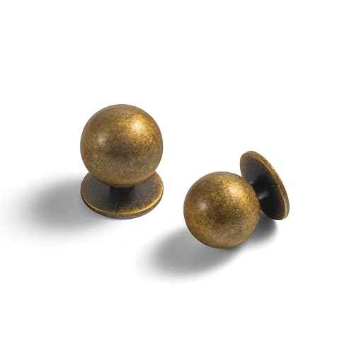 Set of 24 -Sleek Round Antique Brass Cabinet Knobs - Retro and Minimalist Hardware for Stylish Home Enhancement - 1 Inch Diameter