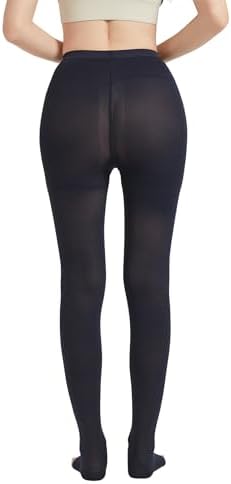 MGANG Medical Compression Pantyhose for Women & Men, 20-30mmHg Graduated Compression Support Tights, Open Toe, Opaque Waist High Compression Stockings for Edema, Varicose Veins, Flight, Navy Blue M
