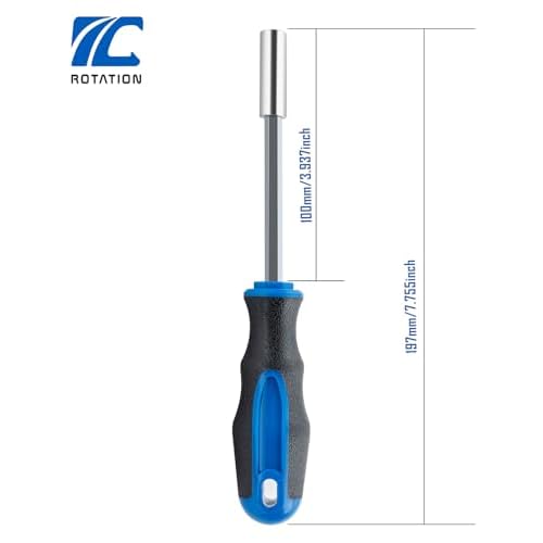 ROTATION 1/4 Inch Magnetic Bit Driver, Nut Driver with Non-slip Handle and Strong Magnet Tip, Screwdriver Handle for Holding Bits and Screws, 197mm/7.7 inch