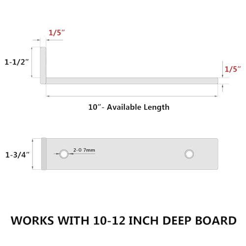 10 Inch Floating Shelf Brackets, Heavy Duty Hidden Bracket for Wall, Mantel, Bookshelves, Black Powder Coated Steel, 12-Pack