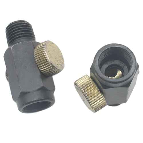 2 Pcs Brass In-Line Air Flow Regulator Adjustable 1/4" NPT Male & Female In-Line Air Flow Valves Air Pressure Compressor Control Tool (Black)