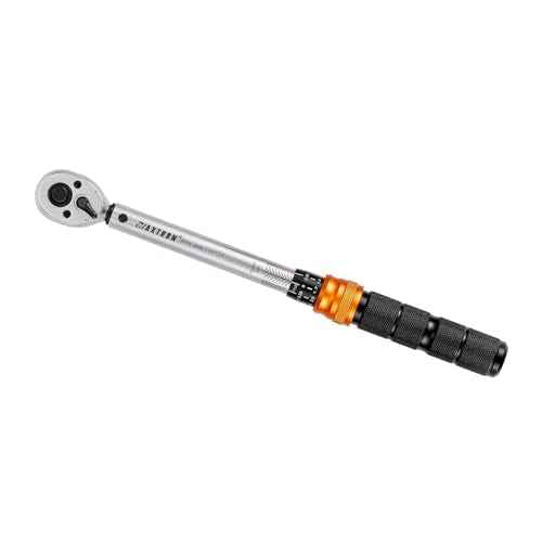3/8" Click Torque Wrench, 5-45 ft-lb (6.8-61 Nm) Dual Scales, 3% Accuracy with 72-Tooth Reversible Ratchet, Cr-V Steel, Non-Slip Knurled Grip, for Bicycle, Precision Automotive Car