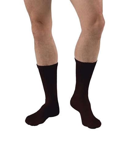 JOBST SensiFoot Diabetic Compression Socks for Men and Women 8-15 mmHg with Seamless Toe and Moisture Management - Extra Padding in Toe, Foot, and Heel Area - Crew Length - Closed Toe - Brown, Small