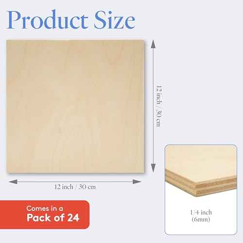 6 mm Baltic Birch Plywood 1/4 x 12 x 12 Inch, Box of 24 B/BB Grade Craft Wood, Stronger Than Basswood Sheets, for Laser, CNC Cutting and Wood Burning, by Woodpeckers