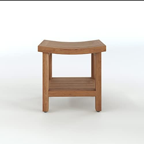 AquaTeak (Fully Assembled) Patented 18" Sumba Teak Shower Bench with Shelf
