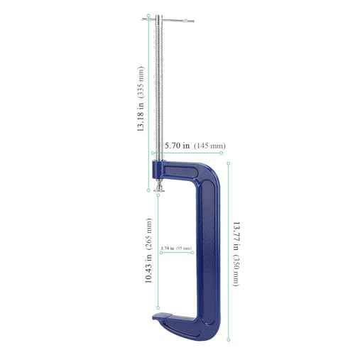 2 PCS 12 Inch C Clamps, Malleable Iron G Clamps with 10 Inches Jaw Opening, C Clamp Brakes for Woodworking, Welding