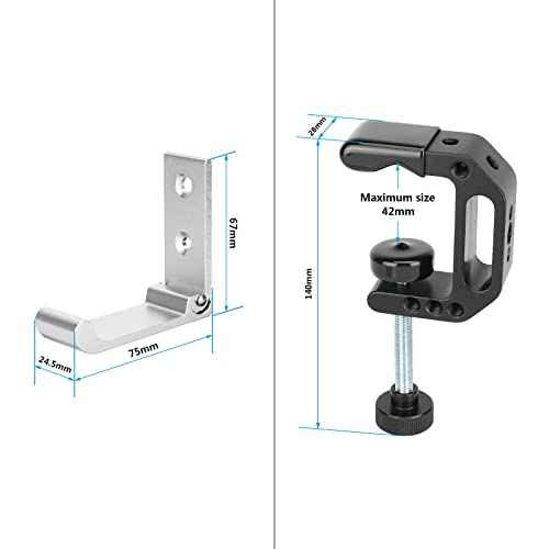 CAMVATE Foldable Wall Hanging Hook for Tool Storage + C Clamp with 1/4" & 3/8" Mounting Points - 3089