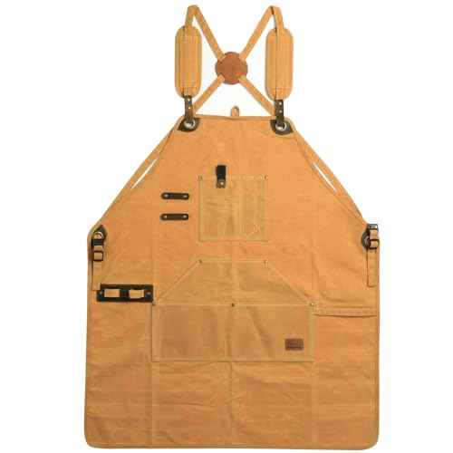 Apron for Men and Women,Tool Apron,Woodworking Apron,Versatile Apron with Multiple Pockets - Perfect,Kitchen Aprons For Women,M-XXXL, Yellow