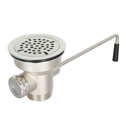 3-1/2 Inch Commercial Sink Drain with Twist Handle Kitchen Sink Opening Waste Drain Valve Stopper Prevents Sink Clogged Overflow for 1/2/3 Compartment Sink Style Drains