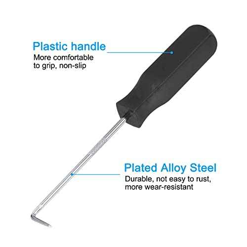 PATIKIL O-Ring 90 Degree Picks 142mm, 2 Pcs Oil Seal Gasket Precision Screwdriver Puller Remover Removal Tool, Black