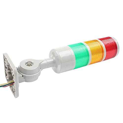 Led Signal Tower Stack Lights, Industrial Warning Column Lamp, Andon With Rotatable Base, Steady/Flashing Switchable, 12V 24V DC (3-Layer, With Buzzer)