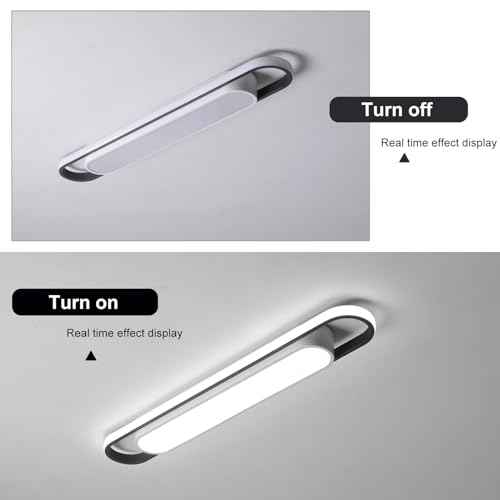 Modern LED Ceiling Light,28.3" Flush Mount Ceiling Lamp,40W 6500K Linear Metal Ceiling Chandeliers Lighting Fixture for Laundry Garage Kitchen Bedroom Dining Room Hallway Closet Aisle
