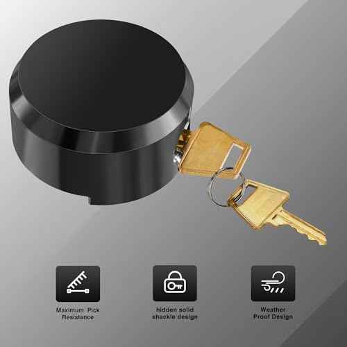 Heavy Duty Hidden Shackle Puck Lock, Hidden Shackle Padlocks Keyed Alike Trailer Puck Padlocks with Enlarged Lock for Vans (Black-2 Piece)
