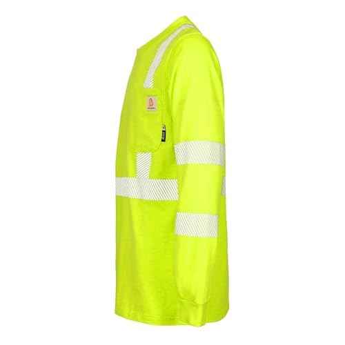BOCOMAL FR Tee Shirts High Visibility/Hi Vis Flame Resistant/Fire Retardant Shirt 7oz Reflective Men's Safety Shirts
