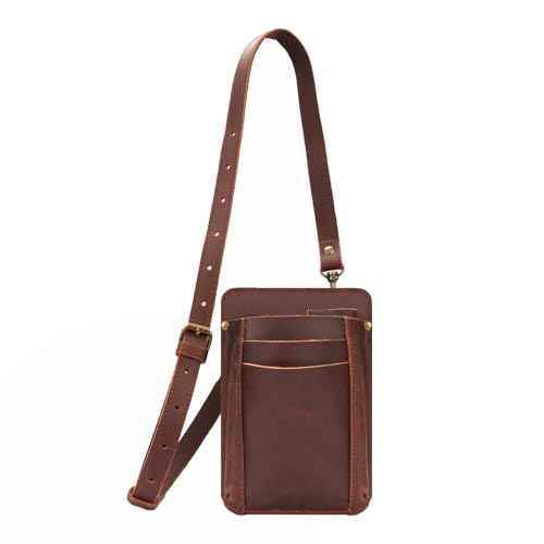 Tourbon Leather Florist Tool Waist Pouch Belt Garden Shoulder Crossbody Tools Bag Gardening Pruning Shears Holder Organizer Kit 4 Pockets (Brown)
