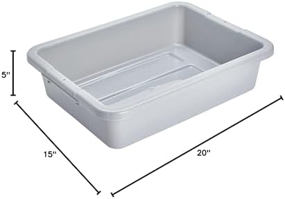Rubbermaid Commercial Products Standard Bus/Utility Box, 4.6-Gallon, Gray, Plastic, Heavy Duty Restaurant Wash Basin/Dish Washing Tub for Kitchen Organization/Storage