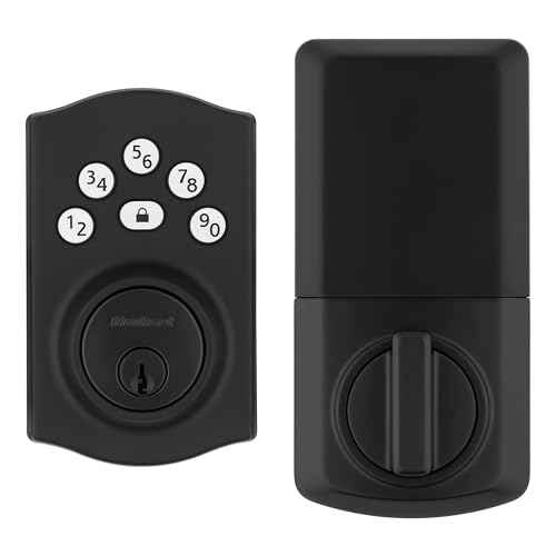 Kwikset Powerbolt 240 5-Button Keypad Matte Black Traditional Electronic Deadbolt Door Lock, Featuring Convenient keyless Entry, Customizable User Codes and auto Locking