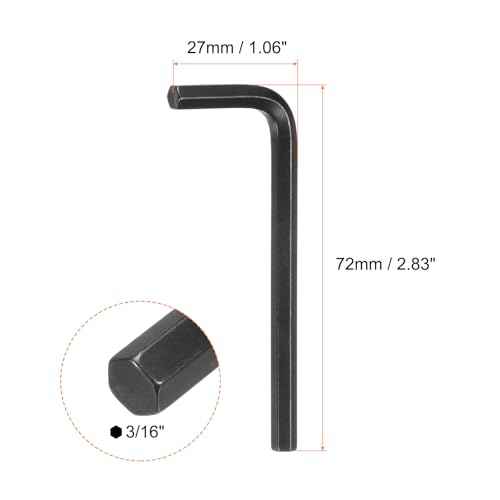 HARFINGTON 10pcs Hex Key Wrench 3/16" L-Shape Hexagon SAE Wrenches Chrome Vanadium Steel Repairing Tool for Home Repair, Black