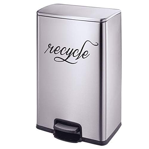Trash & Recycle Vinyl Sticker, Garbage Can Decal - Barrel Vinyl Sticker, Kitchen Can Decal Set of 2 (Black, 5''x2.5'')