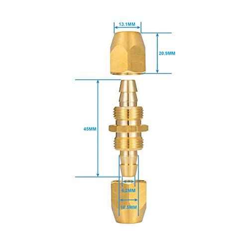 2PCS Soild Brass Air Reusable Hose Splicer For 3/8-Inch ID Hose,3/8" Air Hose Repair Fitting