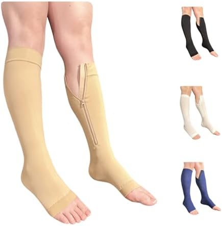 Open Toe Inside Leg Calf Zipper 30-40 mmHg Grade 3 Compression Socks
