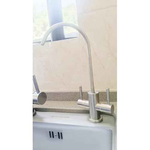 Two Way Drinking Faucet with Two Handles, Water Purifier RO Faucet, Stainless Steel Direct Drinking Kitchen tap for Filters, Sparkling, Cold Water