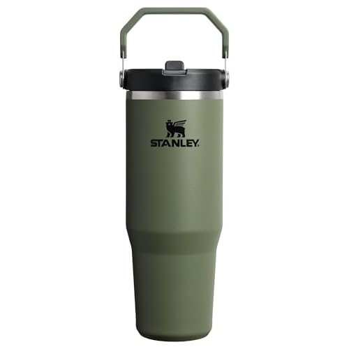 STANLEY IceFlow 2.0 Flip Straw Tumbler with Handle 30 oz | Twist On Lid and Flip Up Straw | Leak Resistant Water Bottle | Insulated Stainless Steel | BPA-Free | Dried Pine